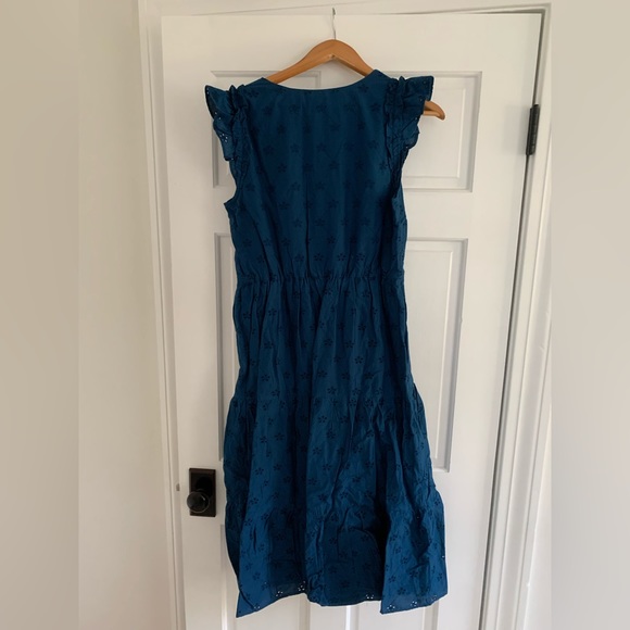 NWT J.Crew Factory Ruffle Sleeve Eyelet Tiered Midi Dress 10 - Picture 3 of 4